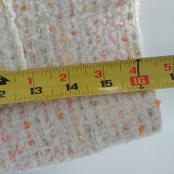 Simons short cropped wool blend tweed jacket ivory cream pink orange Sma… - Picture 13 of 15